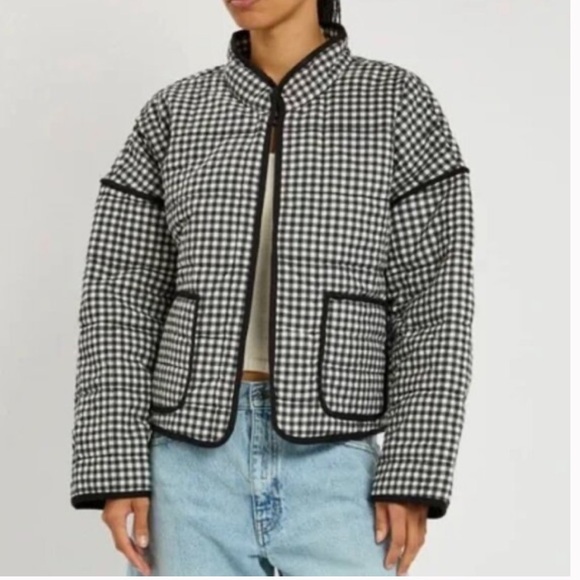 Free People Chloe Gingham Jacket Black White New with Tags - Picture 8 of 8